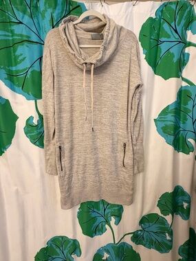 Athleta Cozy Cowl Neck Tunic Sweater Dress - Light Heather Beige